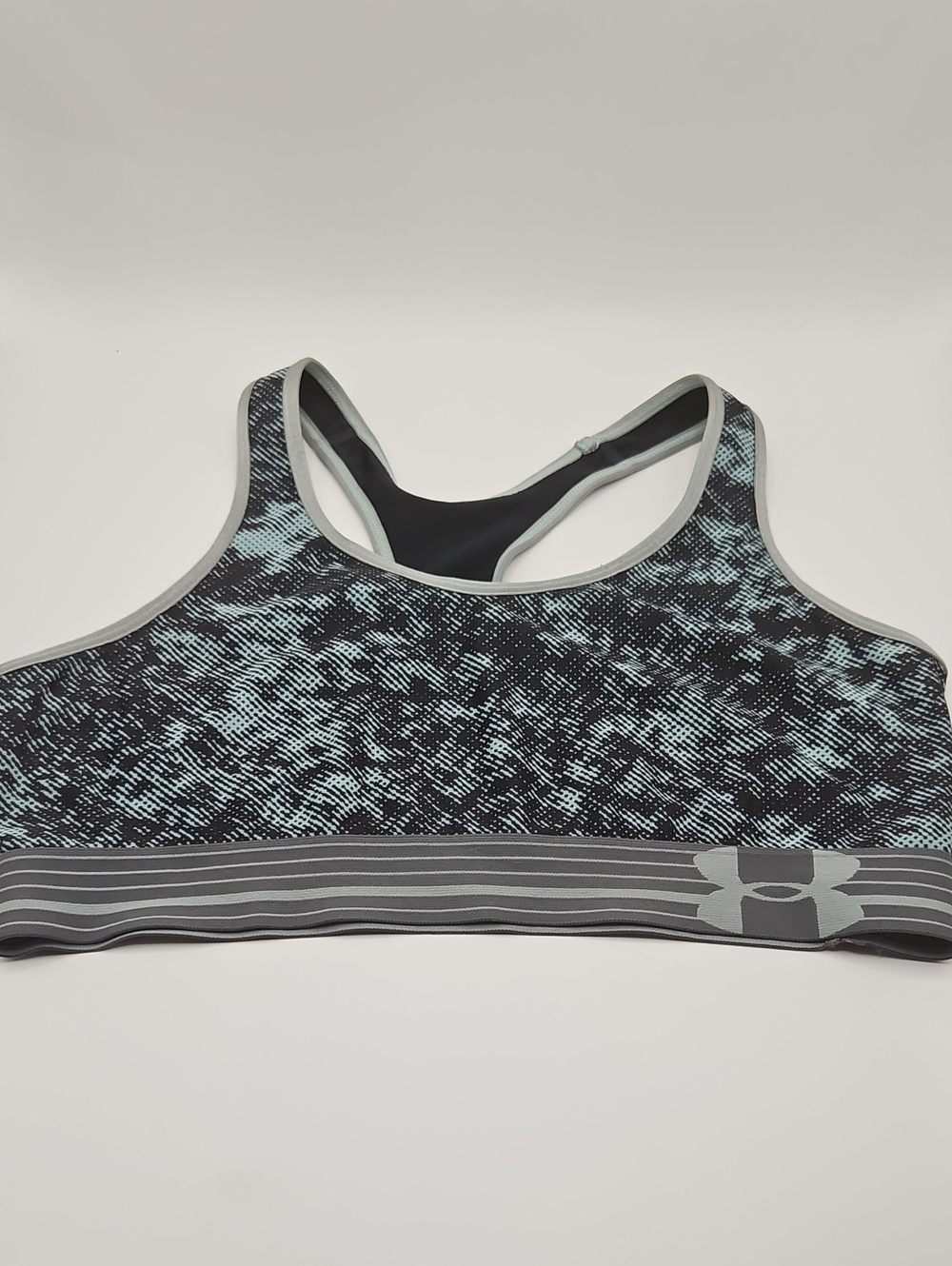 Under Armour Black & Gray Patterned Racerback Sports Bra 15" Xl